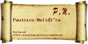 Paulnics Melióra névjegykártya